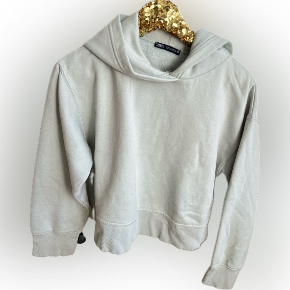 Zara Mint Green Cropped Hoodie